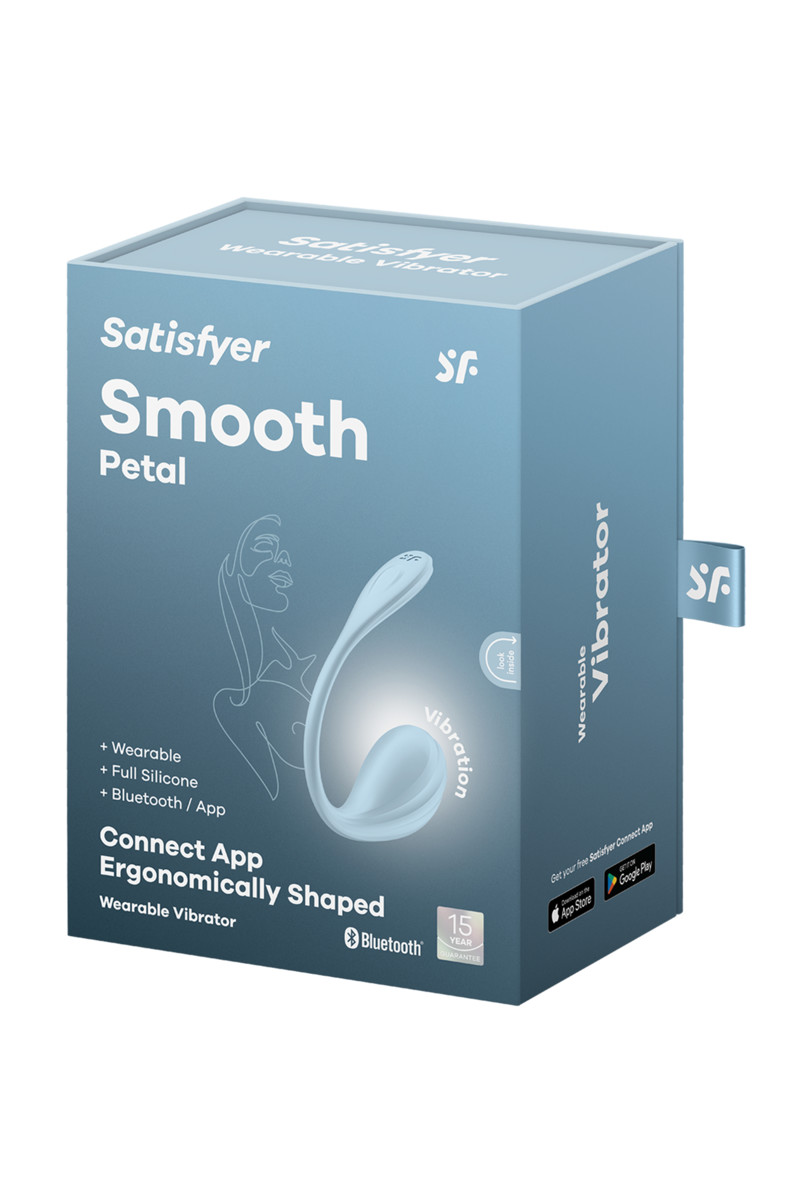 картинка Виброяйцо Satisfyer Smooth Petal Connect App, голубое, 6,5 см от магазина ErosMania