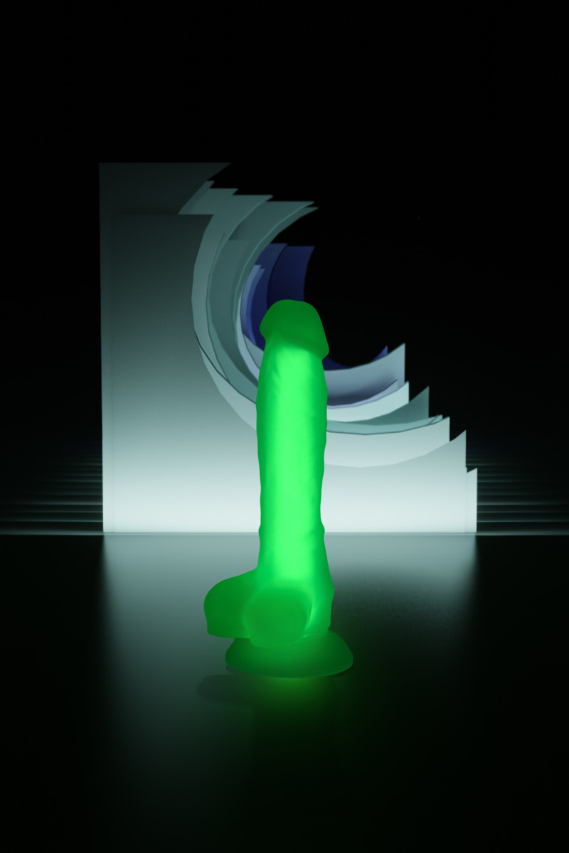 картинка Фаллоимитатор Штучки-Дрючки светящийся в темноте, силикон, прозрачный, 18 см от магазина ErosMania