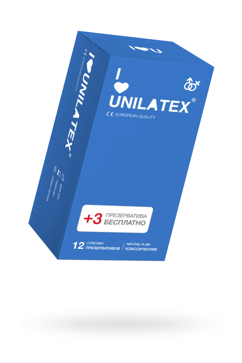 картинка Презервативы Unilatex, natural plain, гладкие, классические, 19 см, 5,4 см, 15 шт. от магазина ErosMania