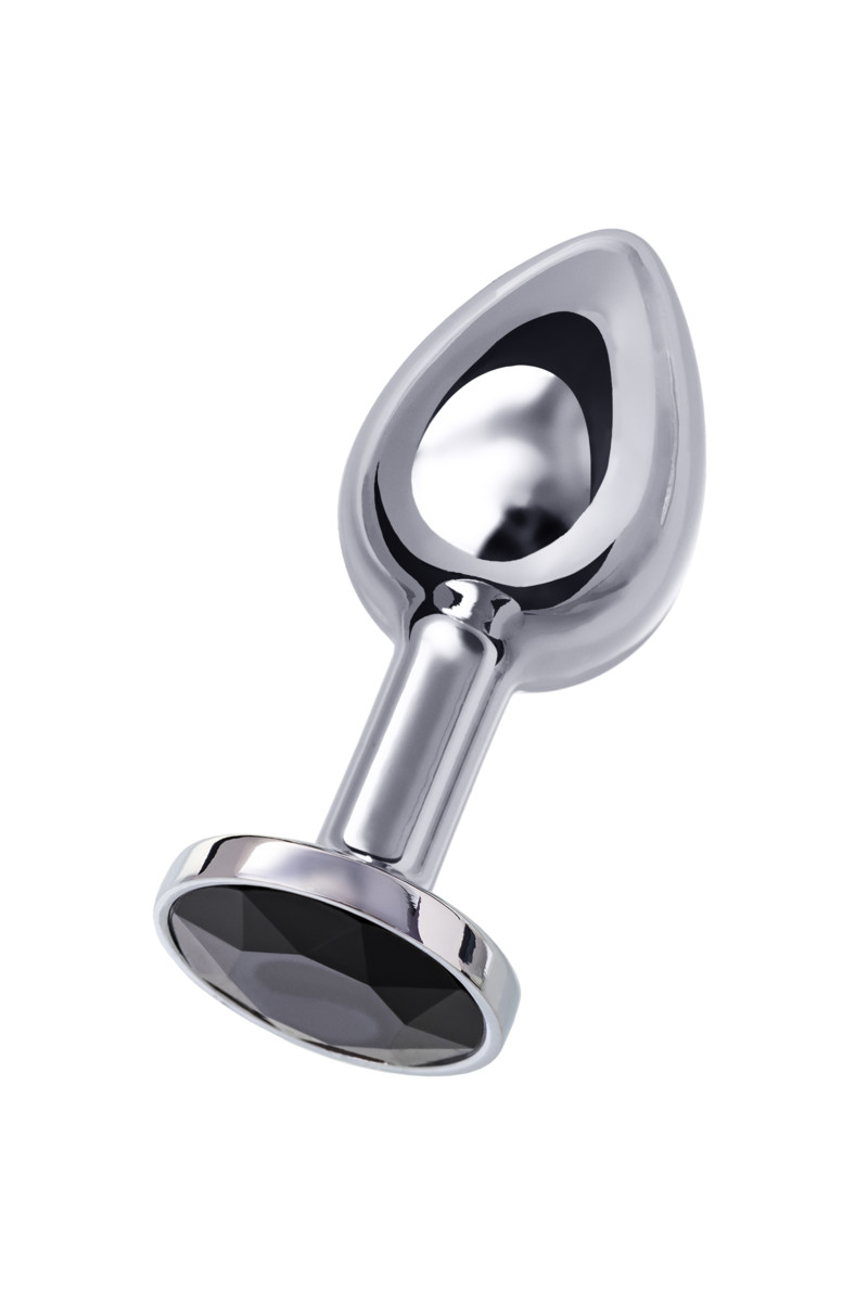 картинка Анальная втулка Metal by TOYFA, металл, серебряная, с черным кристаллом, 7,5 см, Ø 3 см, 145 г от магазина ErosMania