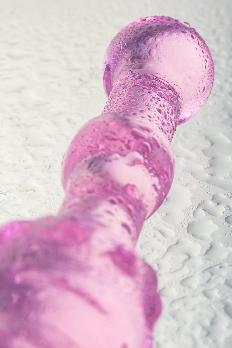 картинка Двусторонний фаллоимитатор Sexus Glass, стекло, розовый, 17 см от магазина ErosMania