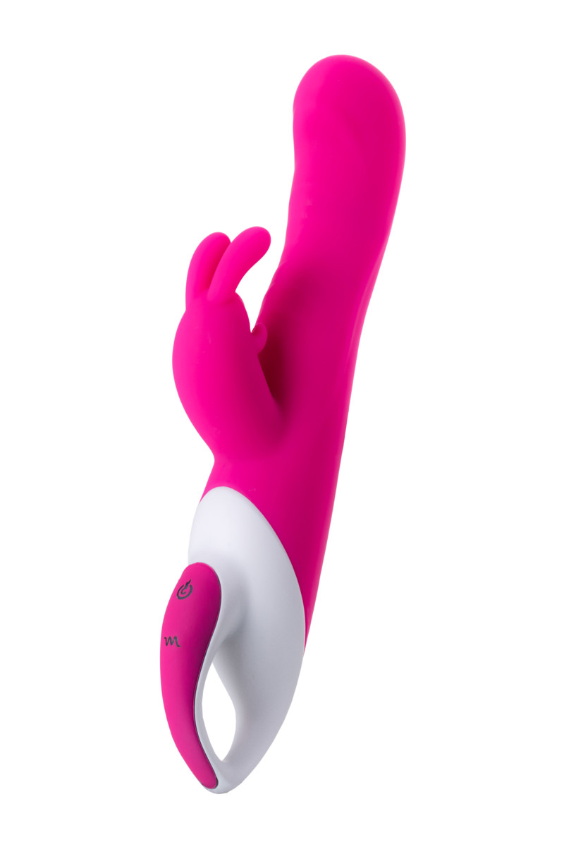 картинка Вибратор с клиторальным стимулятором JOS ELLY, с подогревом, силикон, розовый, 21,5 см от магазина ErosMania