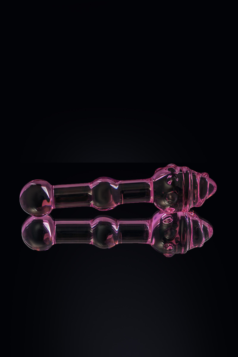 картинка Двусторонний фаллоимитатор Sexus Glass, стекло, розовый, 17 см от магазина ErosMania