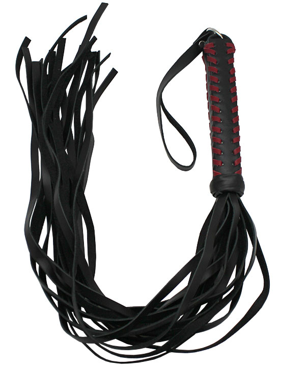 картинка Флогер, ручка плетёная, с красной оплёткой, чёрно-красный от магазина ErosMania