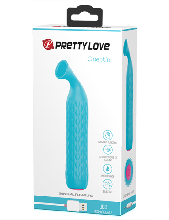 картинка Стимулятор клитора Quentin, вакуумный, голубой, 146 мм от магазина ErosMania