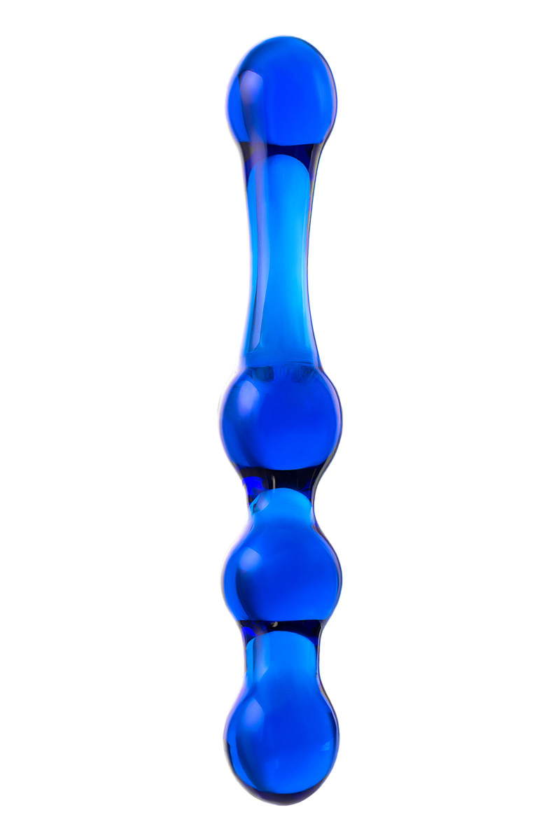 картинка Двусторонний фаллоимитатор Sexus Glass, стекло, синий, 20,5 см от магазина ErosMania