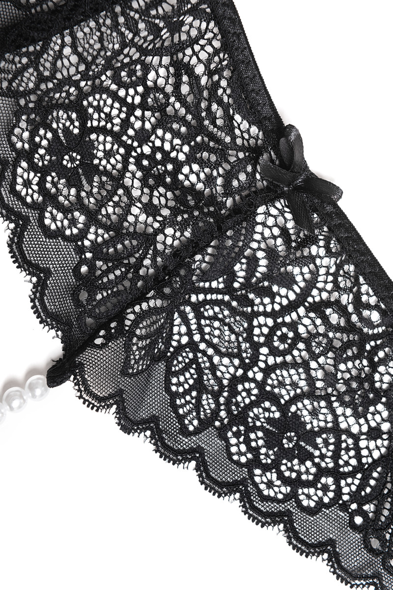 картинка Трусы Eromantica, Freya, с бусами, черные, 52-54 от магазина ErosMania