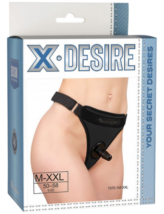 картинка Трусики с двумя коннекторами, чёрные, размер регулируется ремешками от магазина ErosMania