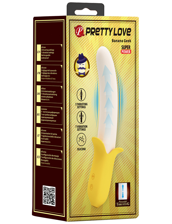 картинка Вибратор Banana Geek с поступательными движениями, жёлтый от магазина ErosMania