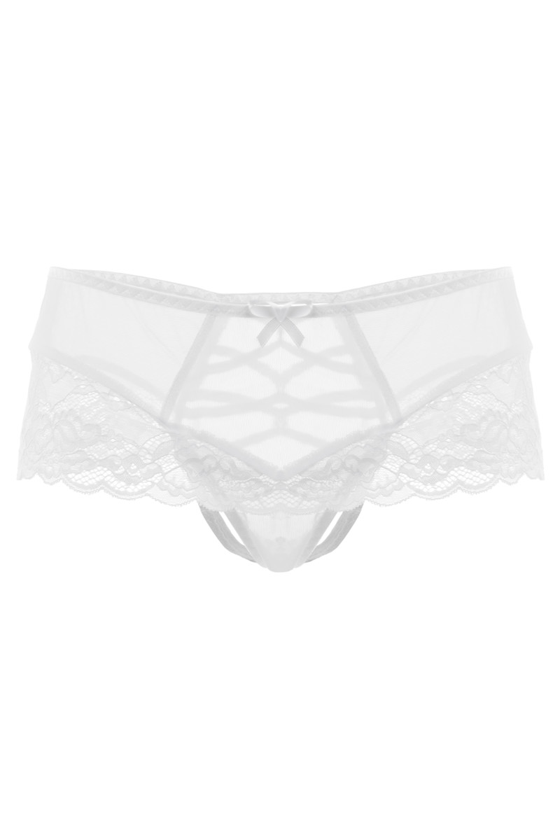 картинка Эротические трусики с имитацией шнуровки Erolanta Cheryl, белый (50-52) от магазина ErosMania