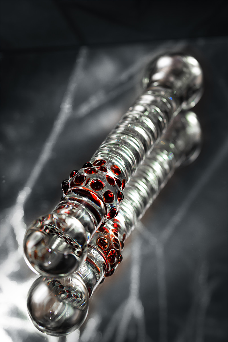 картинка Двусторонний фаллоимитатор Sexus Glass, стекло, прозрачный, 22 см от магазина ErosMania