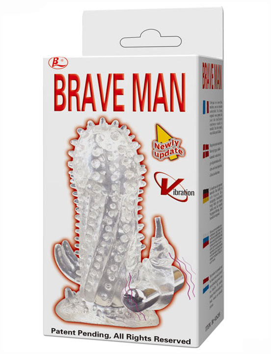 картинка Насадка с вибропулькой, рельефная, прозрачная, 50x140 мм от магазина ErosMania