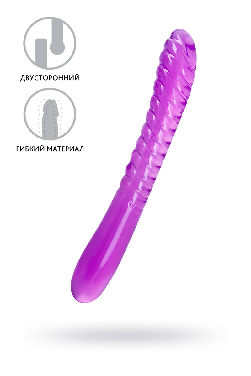 картинка Двусторонний фаллоимитатор A-Toys by TOYFA Frica, TPE, фиолетовый, 23 см от магазина ErosMania