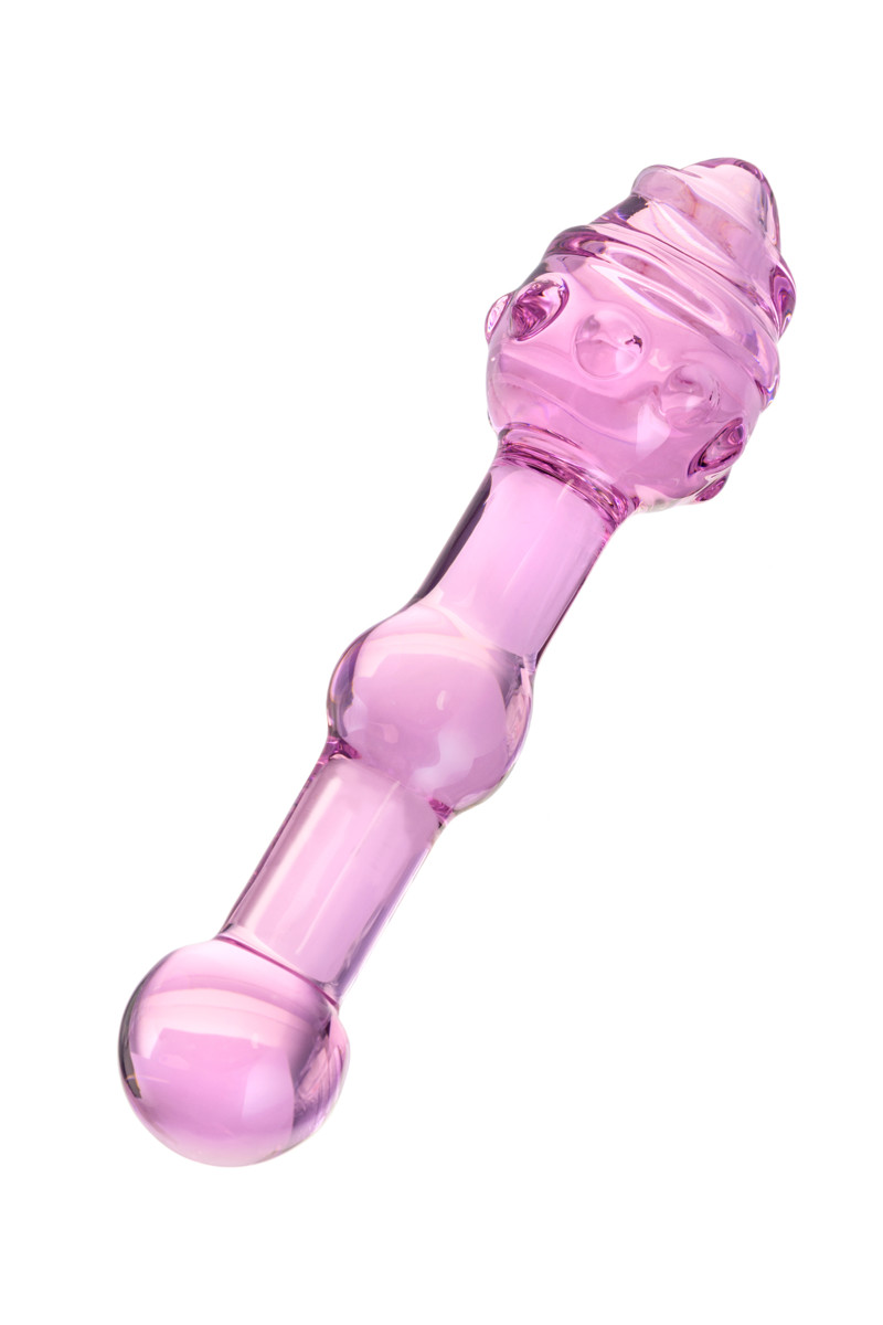 картинка Двусторонний фаллоимитатор Sexus Glass, стекло, розовый, 17 см от магазина ErosMania