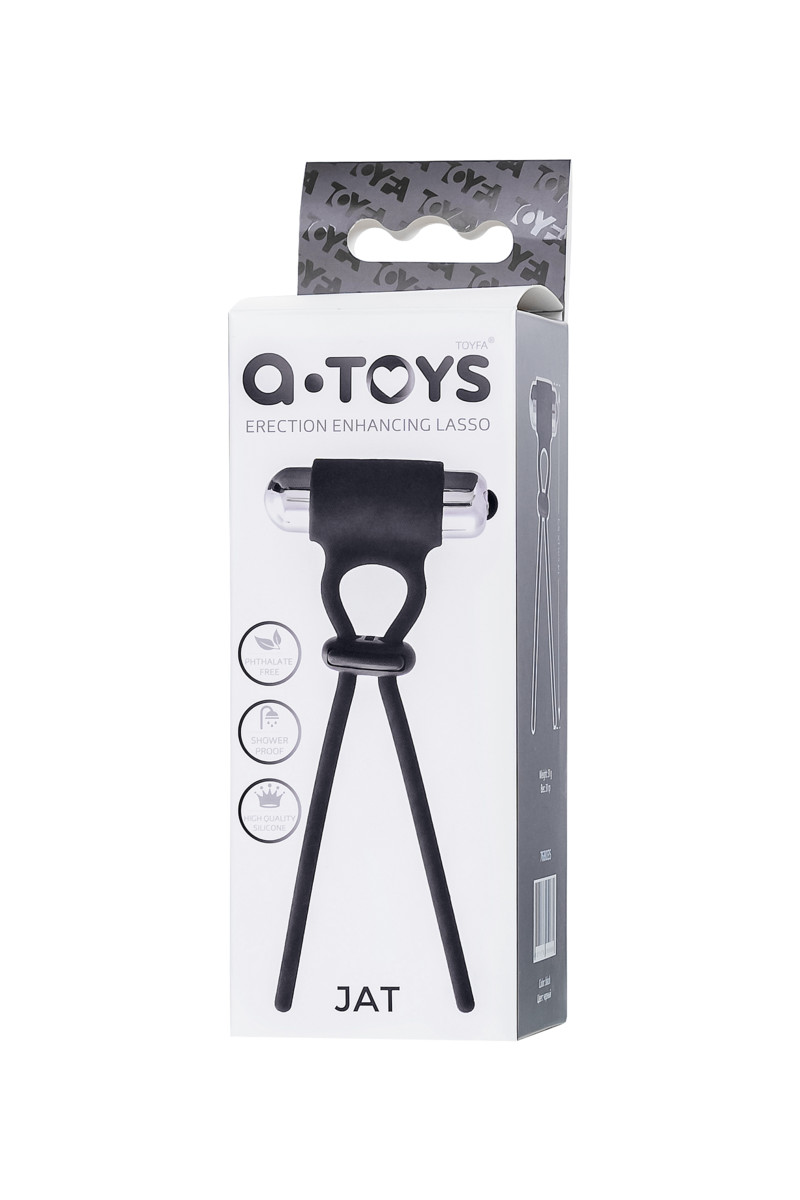 картинка Лассо на пенис A-toys by TOYFA Jat, силикон, черное, 14 см от магазина ErosMania