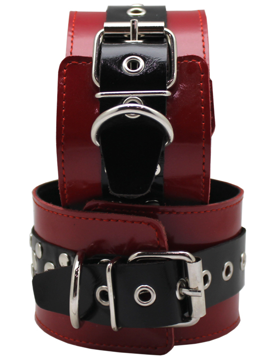 картинка Поножи на мягкой подкладке, лакированные, красные, размер универсальный от магазина ErosMania