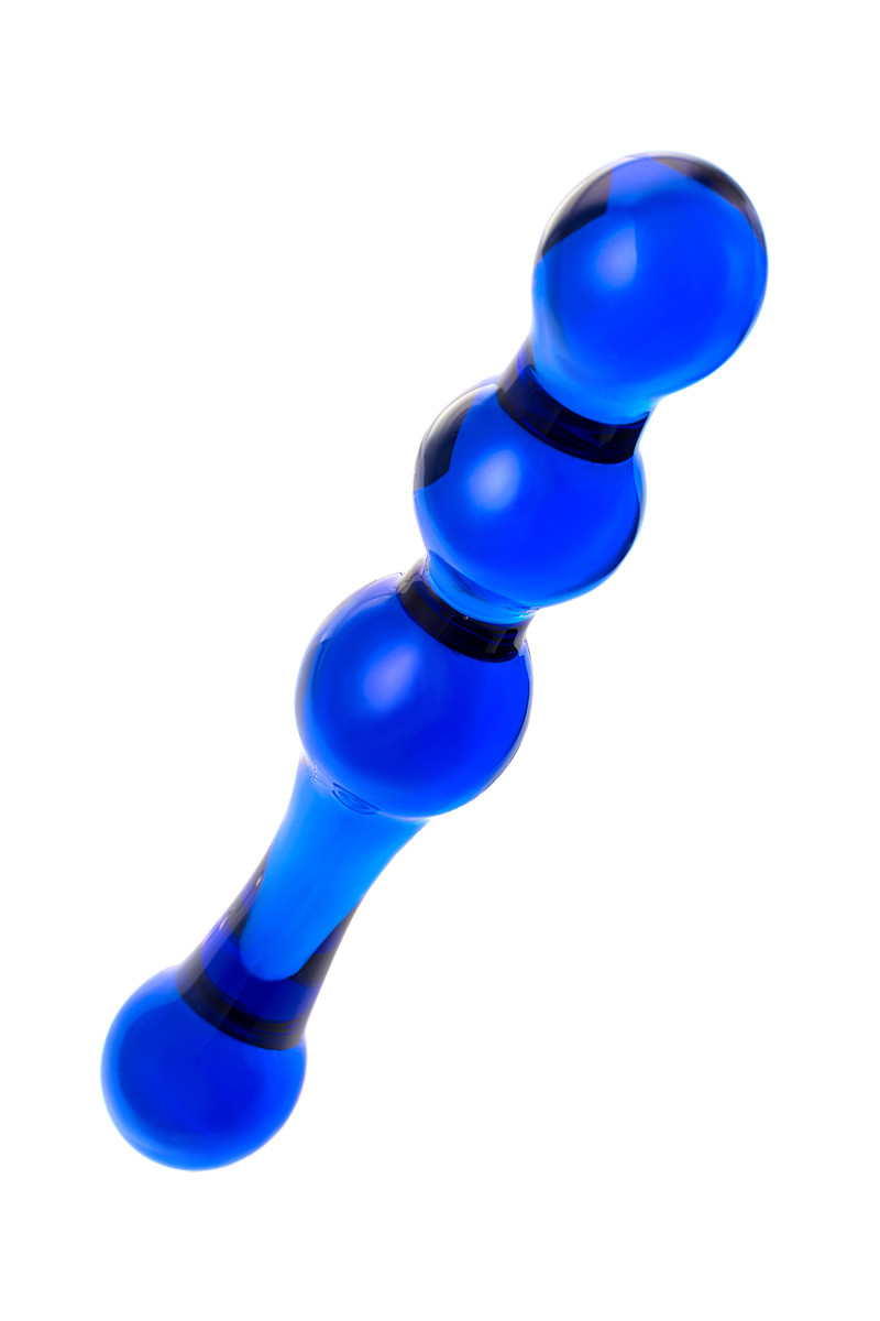 картинка Двусторонний фаллоимитатор Sexus Glass, стекло, синий, 20,5 см от магазина ErosMania