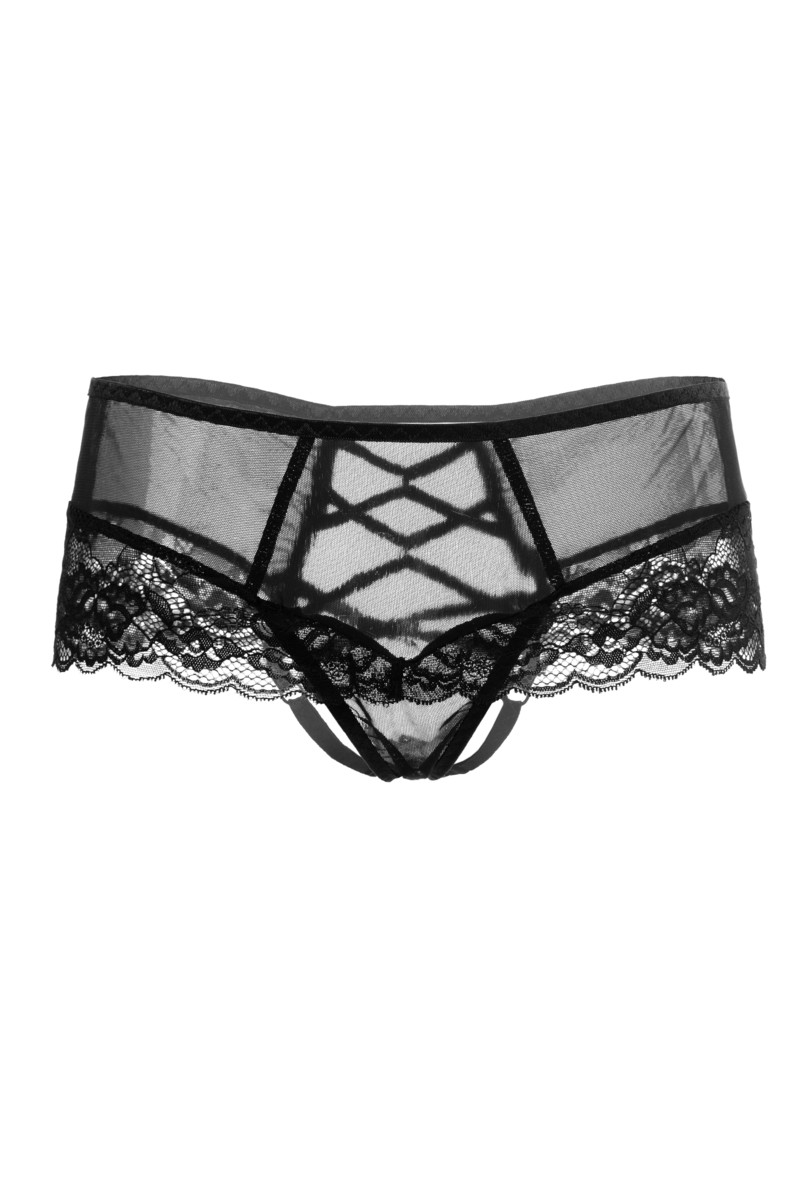картинка Эротические трусики с имитацией шнуровки Erolanta Cheryl, черный (54-56) от магазина ErosMania