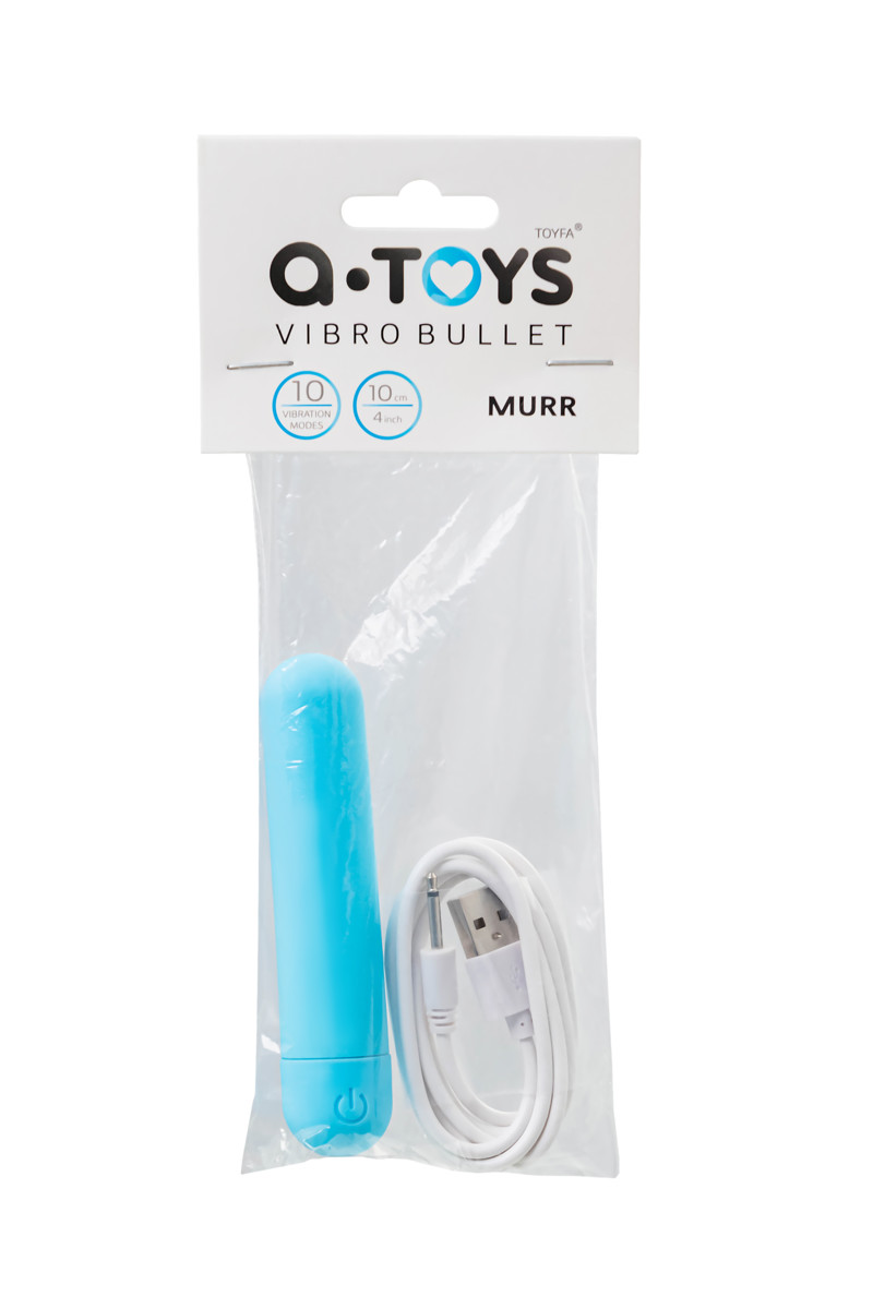 картинка Вибропуля A-toys MURR, силикон, голубой, 10 см от магазина ErosMania