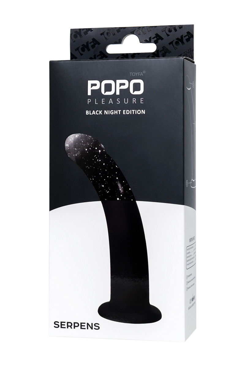 картинка Анальный фаллоимитатор POPO Pleasure by TOYFA Serpens с изгибом S, силикон, черный, 13 см от магазина ErosMania