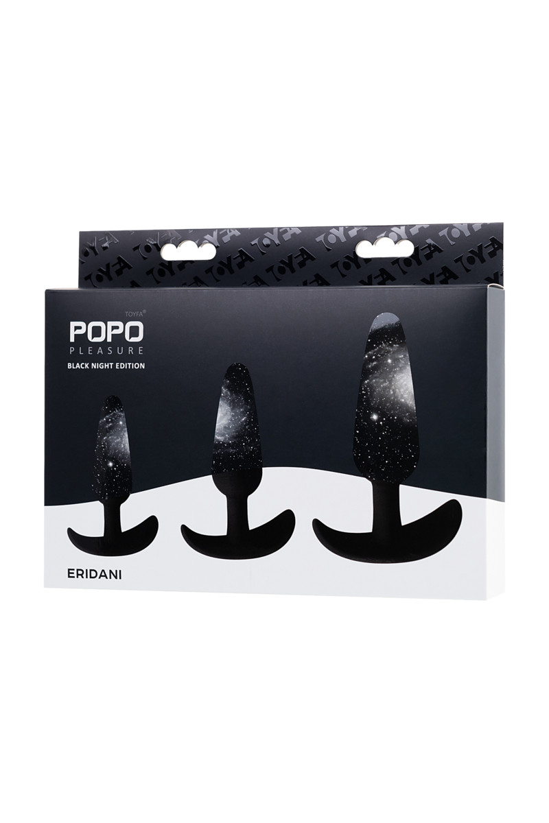 картинка Набор анальных втулок TOYFA POPO Pleasure Eridani, силикон, черный, 3  шт. от магазина ErosMania