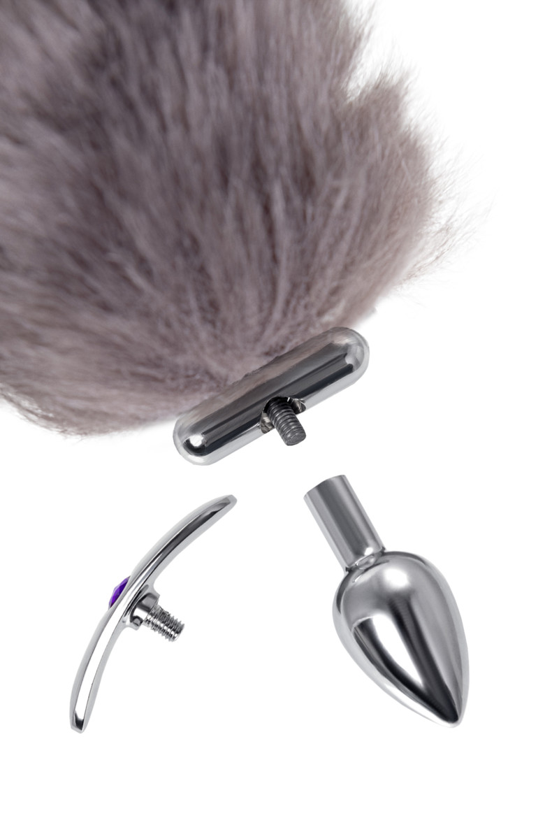 картинка Анальная втулка с хвостом и ушки Metal by Toyfa, металл, серебристая, 44,4 см от магазина ErosMania