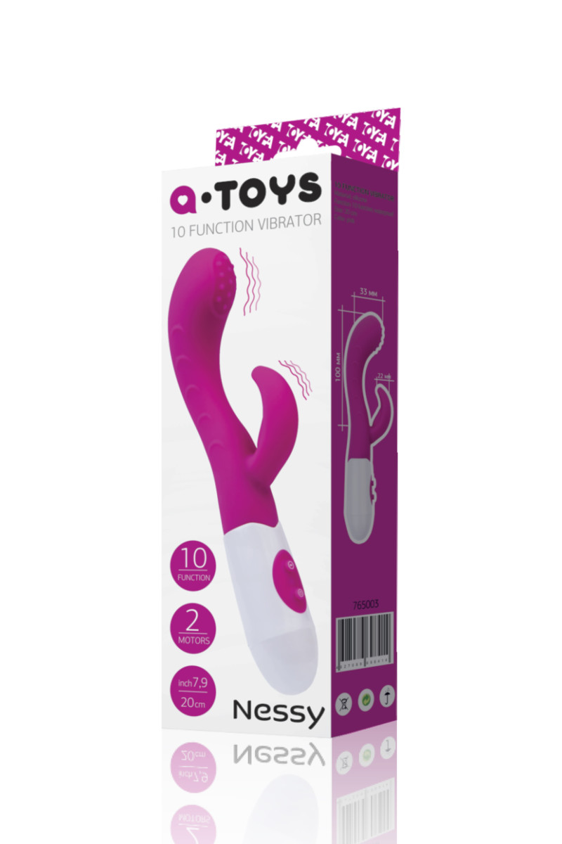 картинка Вибратор с клиторальным стимулятором TOYFA A-Toys Nessy, силикон, розовый, 20 см от магазина ErosMania