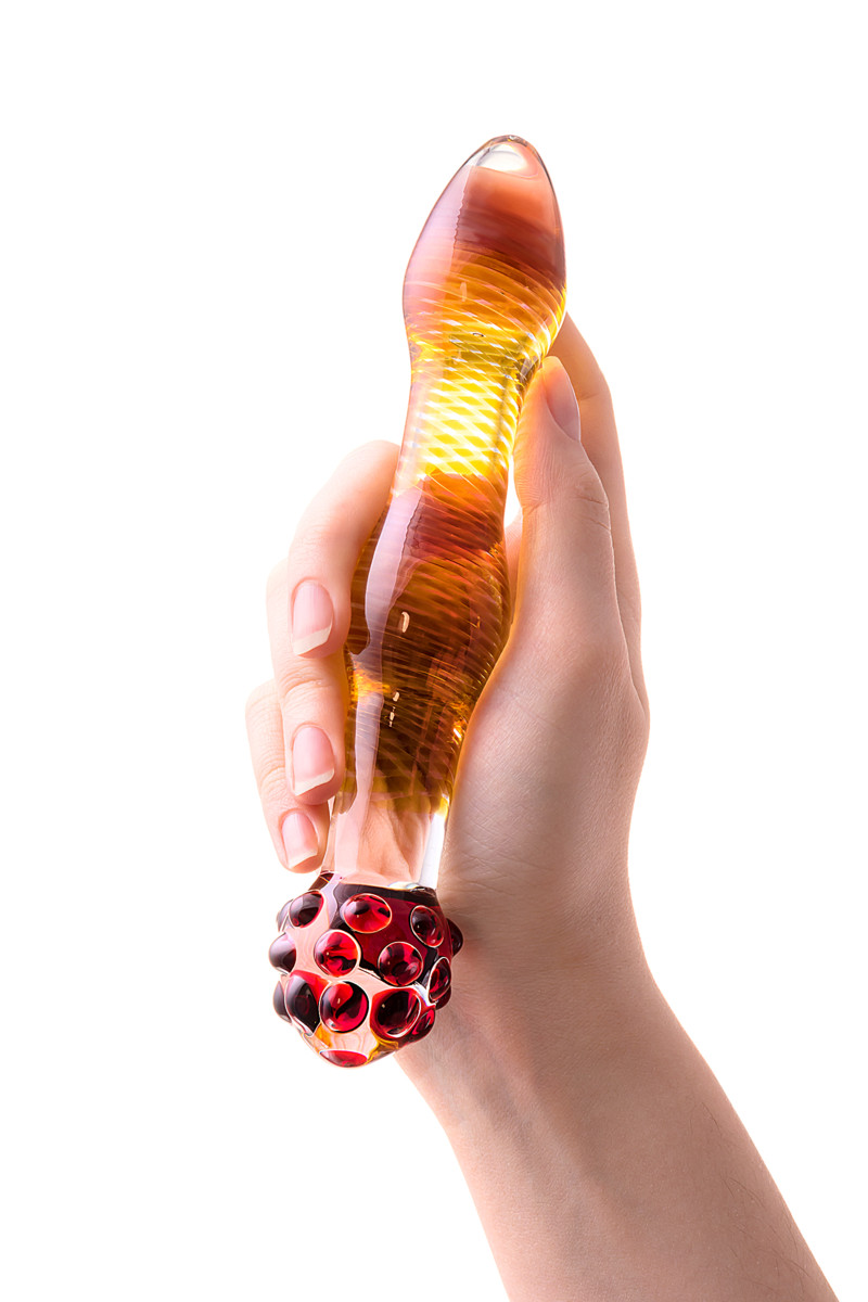 картинка Двусторонний фаллоимитатор Sexus Glass, стекло, прозрачный, 18 см от магазина ErosMania