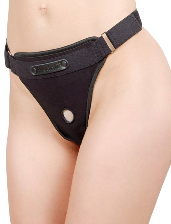 картинка Трусики с двумя коннекторами, чёрные, размер регулируется ремешками от магазина ErosMania