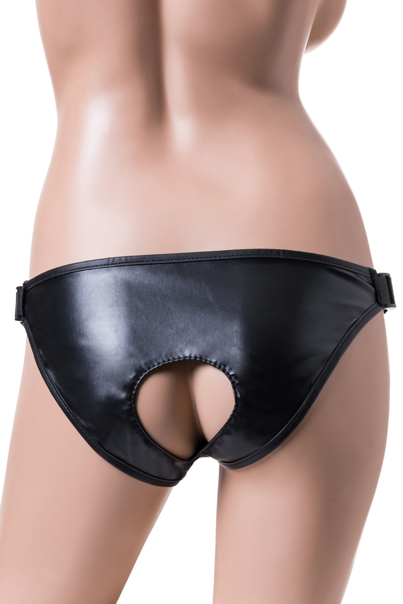 картинка Трусики для страпона RealStick Strap-On Domino, PU кожа, чёрные от магазина ErosMania