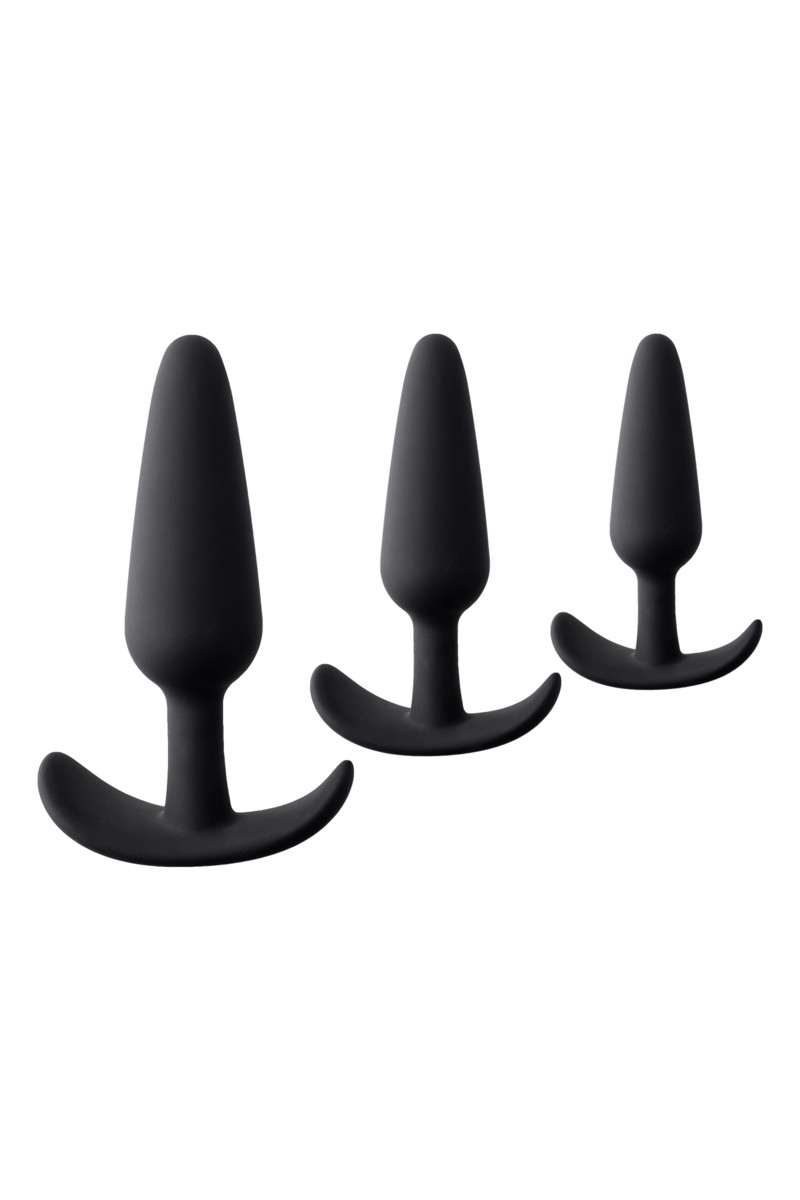 картинка Набор анальных втулок TOYFA POPO Pleasure Eridani, силикон, черный, 3  шт. от магазина ErosMania