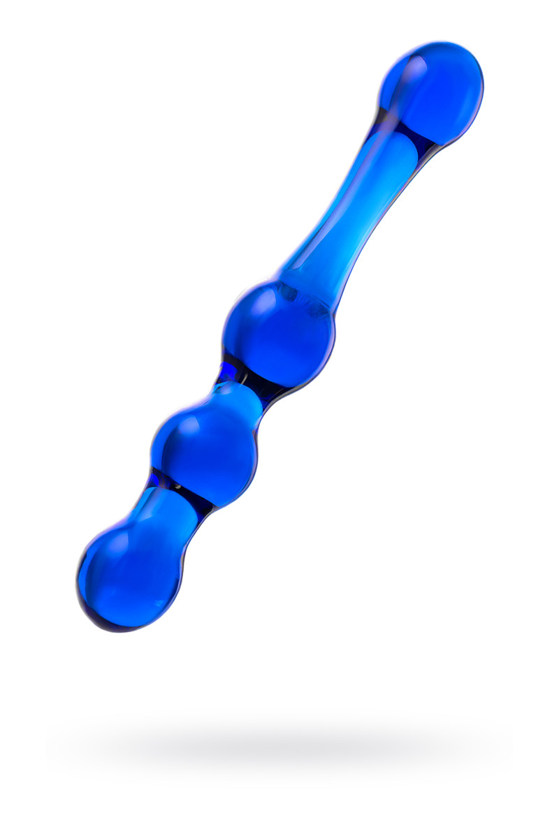 картинка Двусторонний фаллоимитатор Sexus Glass, стекло, синий, 20,5 см от магазина ErosMania