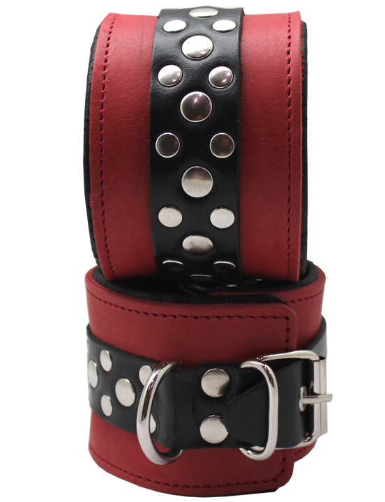 картинка Наручники узкие, на мягкой подкладке, чёрно-красный, размер универсальный от магазина ErosMania