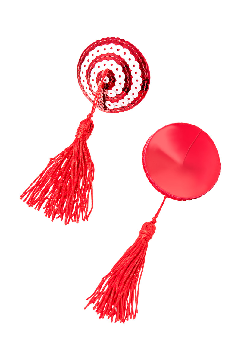 картинка Пэстис Erolanta Molly, круглые с кисточками, красный-белый от магазина ErosMania