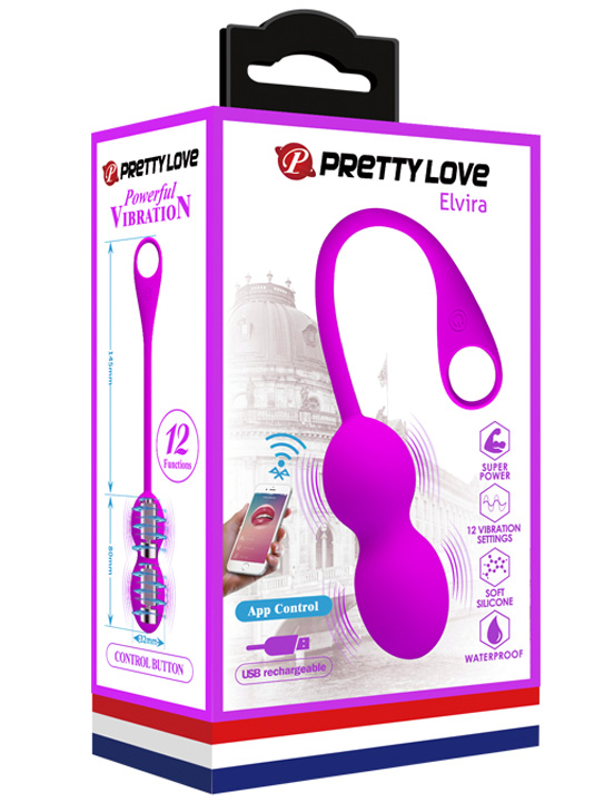 картинка Виброшарики Elvira, 12 режимов, приложение, силикон, фиолетовые от магазина ErosMania