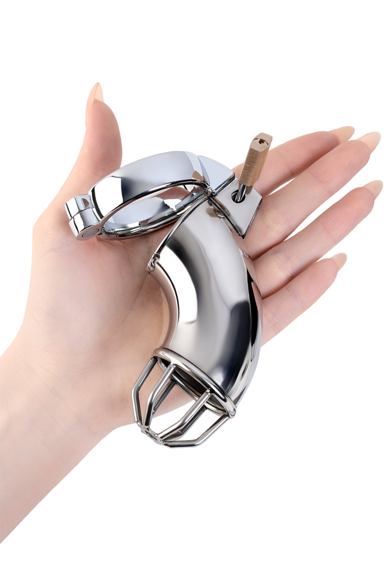 картинка Пояс верности мужской Metal by TOYFA с открытой головкой, серебряный, 13 см от магазина ErosMania
