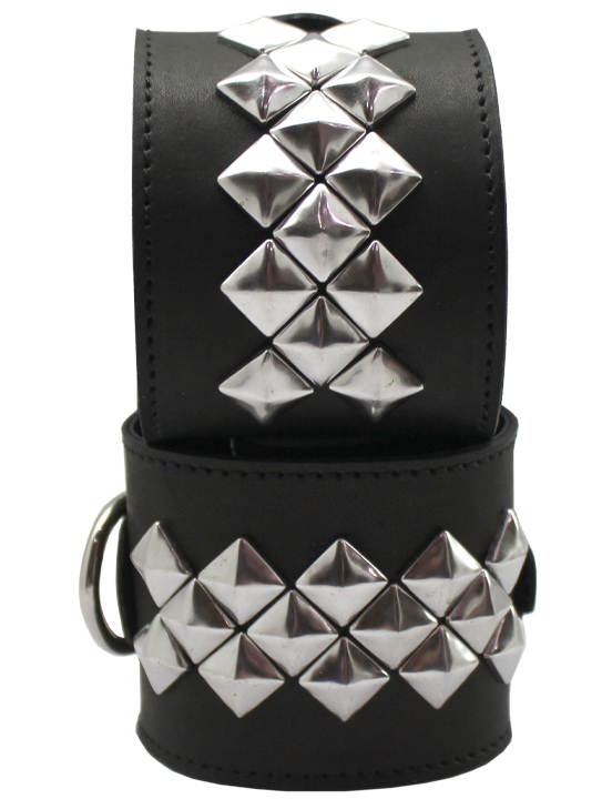 картинка Наручники, 3 полосы квадропукли, чёрные, размер универсальный от магазина ErosMania