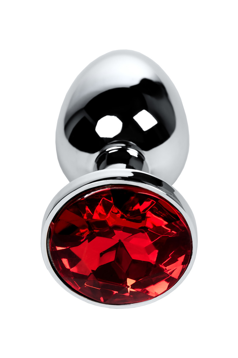 картинка Анальная втулка Metal by TOYFA, металл, серебряная, с красным кристаллом, 7,1 см, Ø 2,7 см, 150 г от магазина ErosMania
