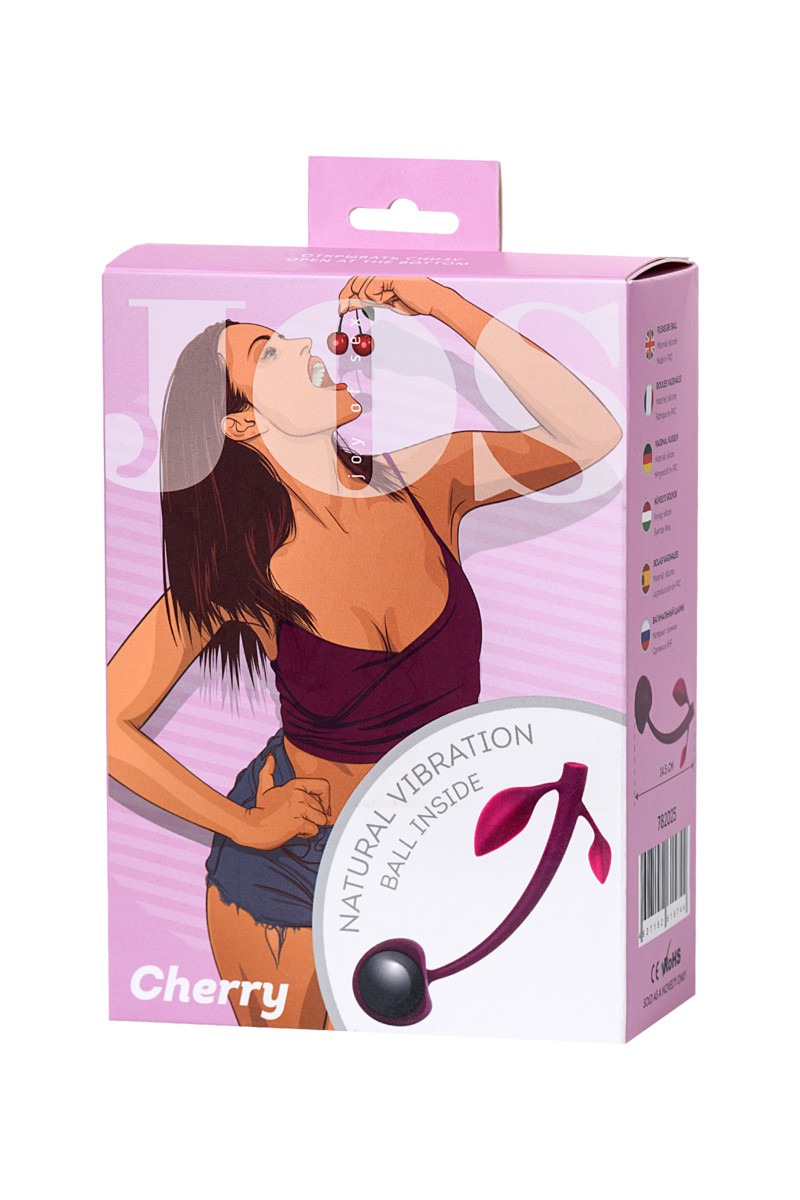 картинка Вагинальный шарик JOS CHERRY, силикон, бордовый, 14,5 см от магазина ErosMania