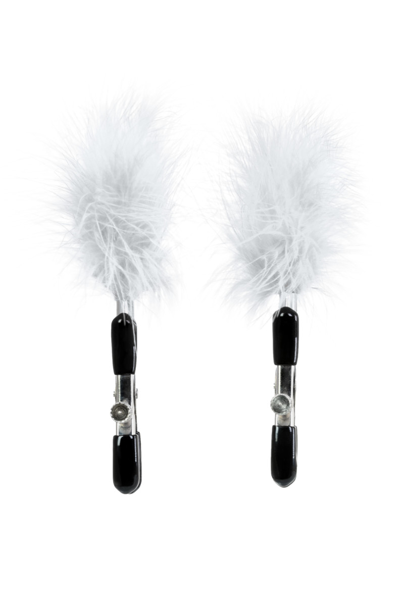 картинка Зажимы для сосков TOYFA Theatre, металл с пухом, белый от магазина ErosMania