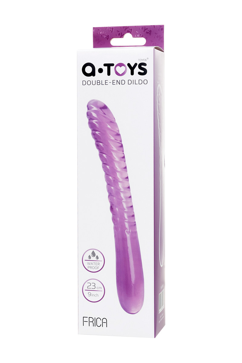 картинка Двусторонний фаллоимитатор A-Toys by TOYFA Frica, TPE, фиолетовый, 23 см от магазина ErosMania