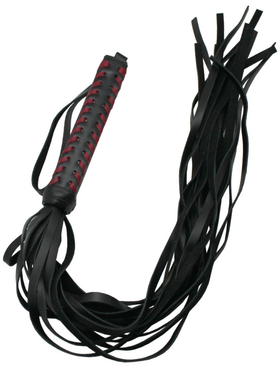 картинка Флогер, ручка плетёная, с красной оплёткой, чёрно-красный от магазина ErosMania