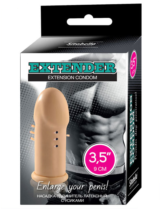 картинка Насадка-удлинитель, с усиками, телесная, 35x90 мм от магазина ErosMania