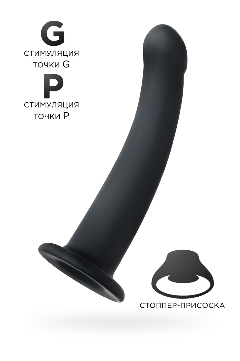 картинка Анальный фаллоимитатор POPO Pleasure by TOYFA Serpens с изгибом S, силикон, черный, 13 см от магазина ErosMania
