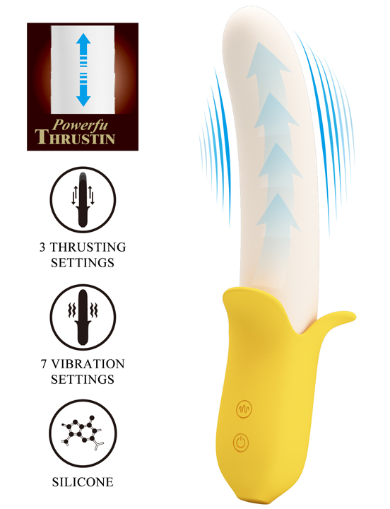 картинка Вибратор Banana Geek с поступательными движениями, жёлтый от магазина ErosMania
