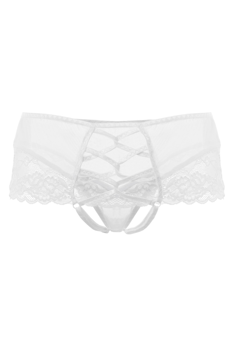 картинка Эротические трусики с имитацией шнуровки Erolanta Cheryl, белый (46-48) от магазина ErosMania