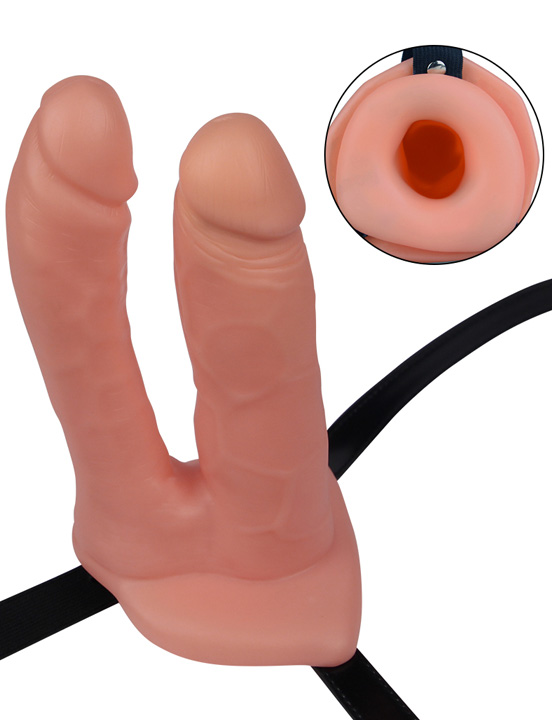 картинка Страпон с двумя отросками, телесный от магазина ErosMania