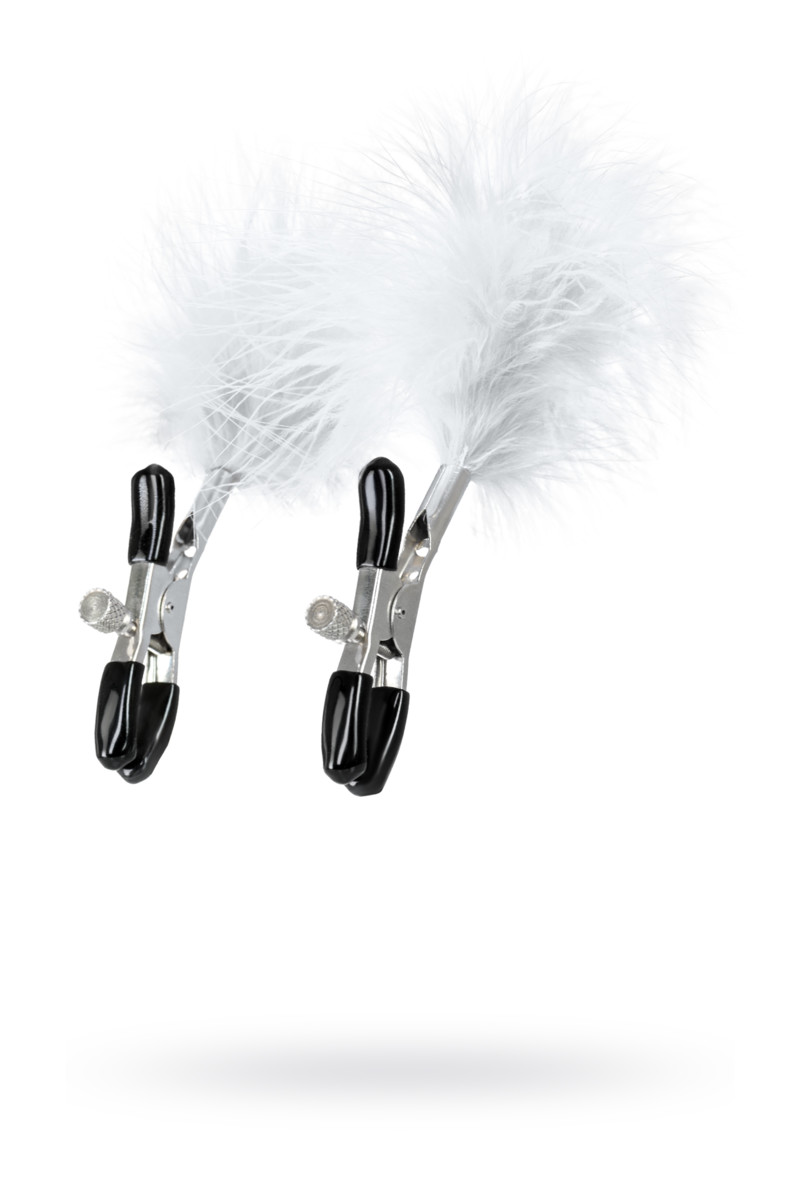 картинка Зажимы для сосков TOYFA Theatre, металл с пухом, белый от магазина ErosMania