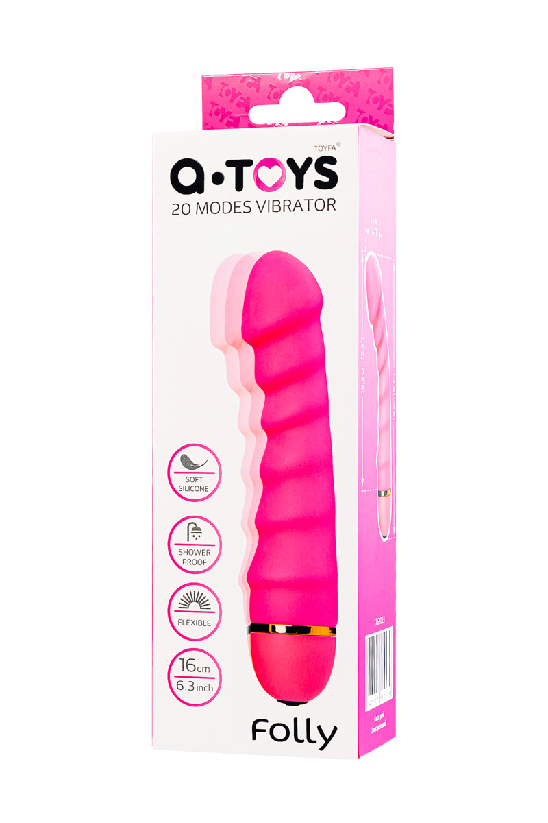 картинка Нереалистичный вибратор A-Toys by TOYFA Folly, силикон, розовый, 16 см от магазина ErosMania