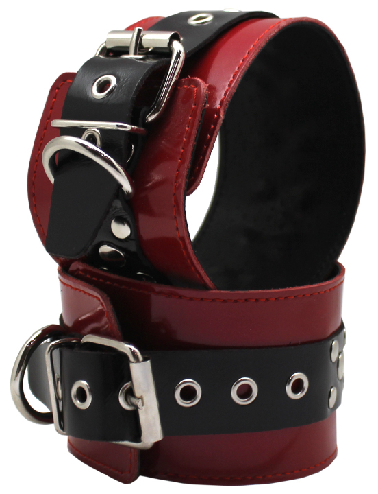 картинка Поножи на мягкой подкладке, лакированные, красные, размер универсальный от магазина ErosMania